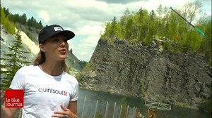 Lysanne Richard, une plongeuse de haute voltige de la région pourra reprendre son entraînement avec l'installation d'une plateforme haute de 22 mètres. | ICI Québec