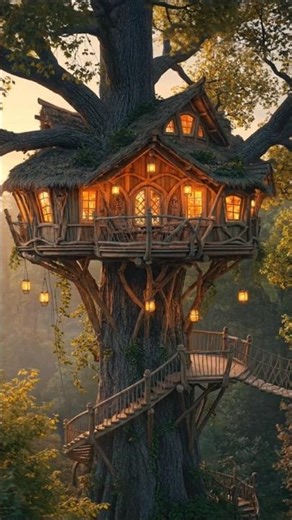 Giant Tree Beautiful Tree House 🏡#TreeHouse#TreeHouseBuild#DIYProject#ForestLife #viral