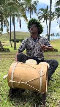 🗿🇨🇱 Rapa Nui—Drummer Mr. Fernando with traditional band at Anakena