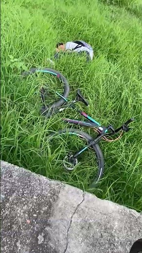 Girl Fails Bicycle Ledge Jump, Lands in Grass
