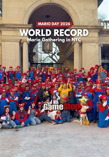 It’s-a MARIO! 🍄🌟 WHAT A DAY!! Today, March 10th (aka MAR10 day) @gamestop held a fun even to make an attempt at the WORLD RECORD for the biggest gathering of Mario’s. Costumed Mario fans showed up for the occasion. There were even some Mario fur friends, and THE Mario (@nyc.supermario) joined the fun. While the event organizers are still counting the official number - we were told that they far surpassed the original record, meaning that today’s SUPER gathering on Mario Day will officially be 