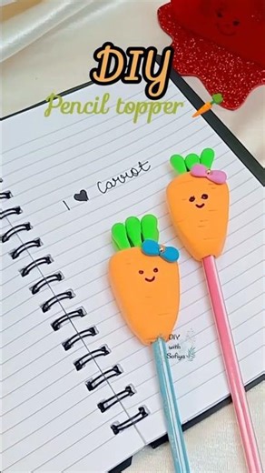 Diy pencil topper 🥕✏️|school supplies|#diy #craft #schoolhacks #handmade #shorts
