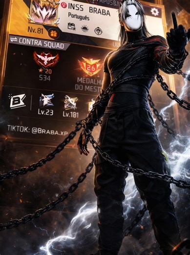 🎬 PROMPT CINEMATOGRÁFICO ULTRA-PREMIUM (9:16) Crie um retrato cinematográfico hiper-realista ultra-premium em 8K, formato vertical 9:16, usando EXCLUSIVAMENTE: a imagem do personagem anexada a imagem do perfil do Free Fire anexada ⚠️ REGRAS ABSOLUTAS (NÃO QUEBRAR): O personagem deve permanecer EXATAMENTE IDÊNTICO à imagem enviada Não alterar rosto, máscara, expressão, penteado, roupas, cores, acessórios, textura do tecido ou proporções corporais Nenhuma estilização alternativa do personagem A i