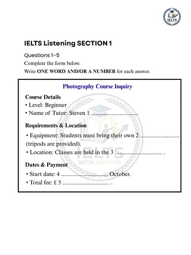 📝 IELTS Section 1 Note Completion: Back to Basics! 📞 #IELTSListening #IELTSPractice #Band8 #CambridgeIELTS