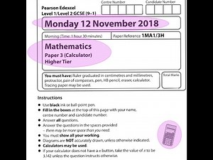 EDEXCEL GCSE Maths. November 2018. Paper 3. Higher. Calculator. 3H.