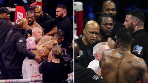 Chaos at end of Joshua v Franklin fight as boxers are separated by security
