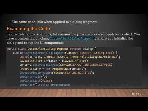Resolving the Issue of Custom Progress Dialog Not Showing in Dialog Fragment