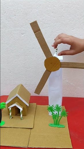 Windmill working project / Diy windmill model #windturbine #schoolproject #workout #windmill