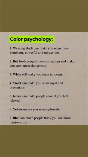 What Wearing Certain Colors Makes People Think#colorpsychology #psychologyshorts #psychologyfacts