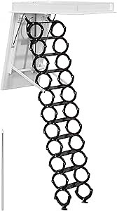 Topteng Aluminum Attic Ladder, 11 Steps Electirc Acctic Ladder Aluminum Folding Remote Control Loft Stairs 9.5ft, Length 43.31", Width 31.5" Ideal for Attics, Lofts, and High Spaces