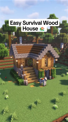 Mcxiaoli on Instagram: "Easy Survival Wood House | Tutorial 🏡 47 #minecraft #minecraftbuilding #minecrafttutorial"