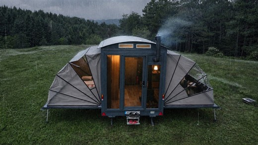 13 ft. Tiny House Unfolds Like an Accordion to Triple Its Space