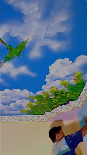 Cloud ⛅️ sky 🌌 3d ceiling painting design #shorts #trending #painting