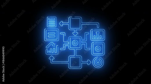 Enterprise System Architecture Diagram With Data Processing, Automation Modules, And Operational Control Flow