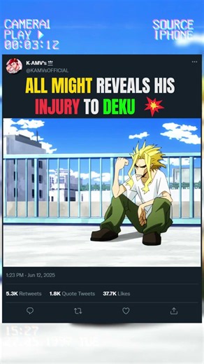 ALL MIGHT REVEALS HIS INJURY TO DEKU 💥 | #anime #animeedit #myheroacademia