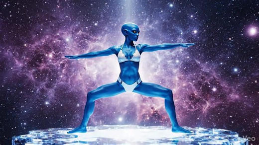 Yoga in space. Trying a couple new video apps, lemme know what you think #fyp #ai #alien #yoga #space