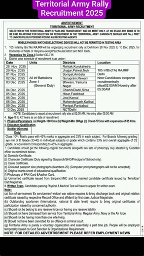 8.7K views · 27 reactions | Territorial Army Rally Recruitment 2025 Qualification: 10th Pass #soldier #army | Government Jobs | Facebook