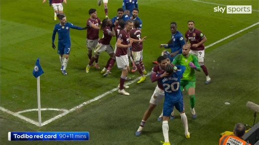 Chelsea vs West Ham: Jean-Clair Todibo gets red card for throttling Joao Pedro