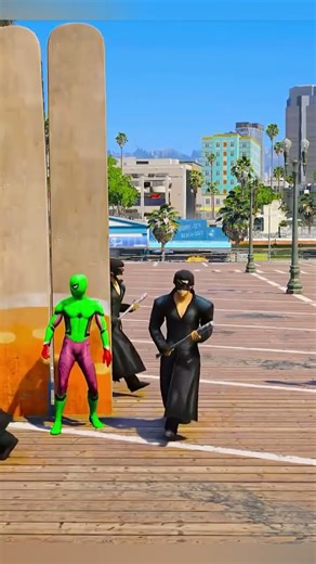 Green Spider-Man vs Villains 😱 | Epic Fight Scene #youtubeshorts #cartoon #spiderman #shorts #gta