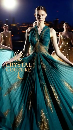 Teal & Gold Night Runway Elegance | High-Fashion Cinematic Runway Highlights