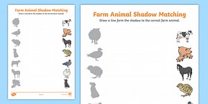 Farm Animal Shadow Matching Worksheet