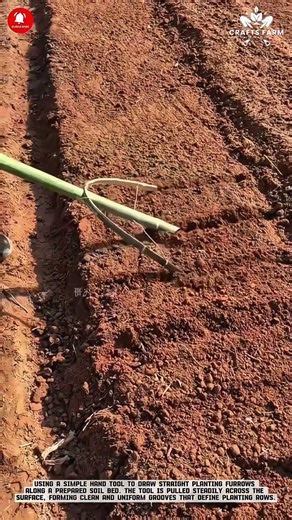 Manual Furrow Making: Creating Straight Planting Rows for Even Crop Growth #smartfarming #gardening
