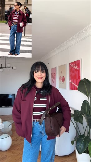 The Dice Store 🇹🇷🇩🇿 on Instagram‎: "• Lindy Burgundy Sweater+ Roxy Jacket • ‼️ الطلب من الموقع‼️ • www.thedicestore.net"‎