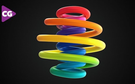 【C4D教程】10分钟制作螺旋循环动画