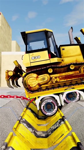 Trucks and Bulldozer Vs Reverse Speed Bump Mudrunner BeamNG.drive Bus Excavator #44