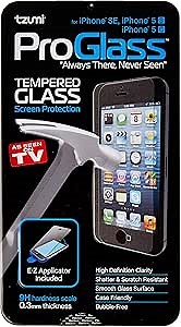 Tzumi ProGlass Screen Protector for iPhone 5 / SE– Premium High Definition Tempered Glass with Easy Application and Cleaning Kit for High-Definition Clarity, Screen Protection and Scratch-Resistance