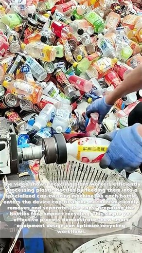 Plastic Recycling Hack: How Workers Quickly Remove Bottle Caps for Efficient Processing