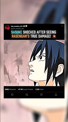 Sasuke Shocked After Seeing Rasengan’s 🌀True Damage! 💥 #naruto