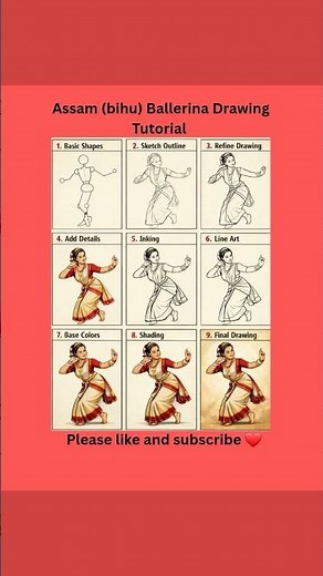 Easy Bihu Dancer Drawing Tutorial | Assam Folk Dance | Step by Step #Shorts