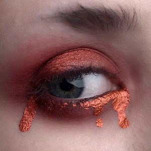 3.7K views · 60 reactions | Blood Tears. 1️⃣Sketch Creative Pencil over eyelid & line bottom lash line. Blend. 2️⃣Buff Daemon Eyeshadow over the blended pencil to set. 3️⃣Press Berber through centre of lid. 4️⃣Mix 1-2 drops of Sealing Gel to Berber Pigment. 5️⃣Line underneath the bottom lashes making sure to avoid waterline. 6️⃣Paint in a dripping blood tear shape from inner corner of the eye... done! | Illamasqua | Facebook