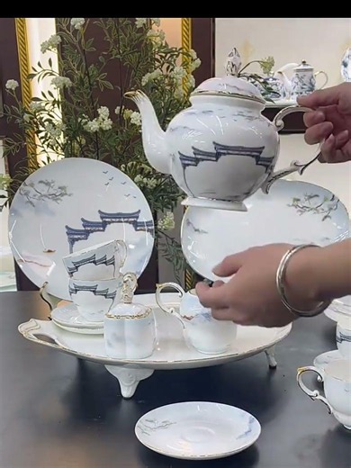 Ink Landscape Fine Bone China Tea Set