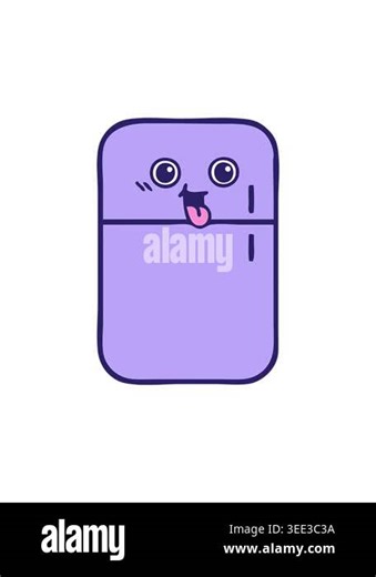spinning motion animation of a cute cartoon of a fridge freezer Stock Video Footage - Alamy