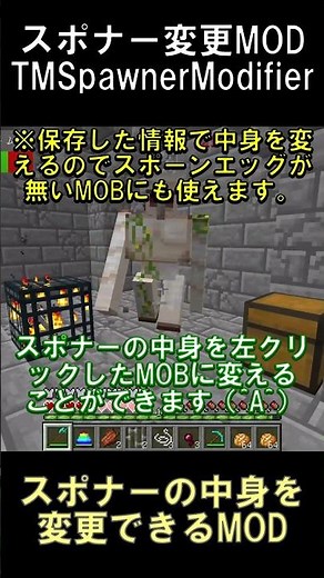 スポナーの中身を変更できるMOD【マインクラフト】【TMSpawnerModifier】【1.12.2】#shorts #マイクラ #minecraft #mod