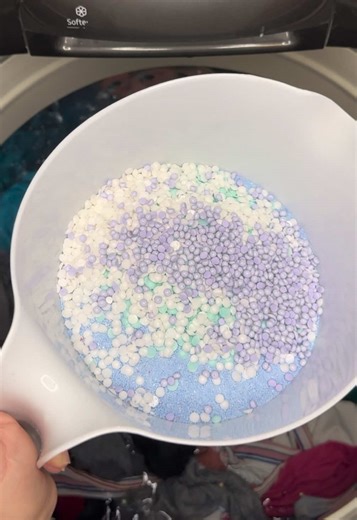 How is it that I can do laundry every day and get to where I almost don’t have enough to do a load, but if skip one day I have 7 loads to do? 🤔😝 can you believe I have paste still leftover from my big drum paste overload?! Yep lots actually 😆 I brought it back to life with some mix-ins and then couldn’t resist a yummy powder-bead pour on top 🤤🩵 #laundry #laundrytok #laundryasmr #laundrypowder #laundrypods #laundrypaste #asmr #washingmachine #scentbeads