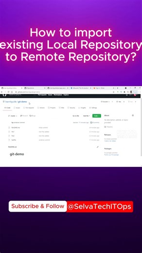 Git 23. How to Import Existing Local Repository to Remote | Git Local to Remote Explained in Tamil Follow for more @selvatechitops Watch Full Video: https://youtu.be/KHaTHksakVc #git #github #gitremote #versioncontrol #devopstamil gittutorial codingtamil | SELVA - Tech & ITOps | Facebook
