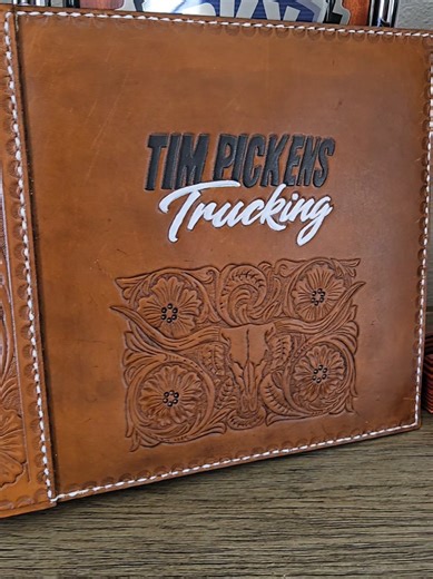 these log books are one of my favorite things to make! this one is headed out to Oklahoma😎 #leatherwork #logbook #peterbilt #kenworth
