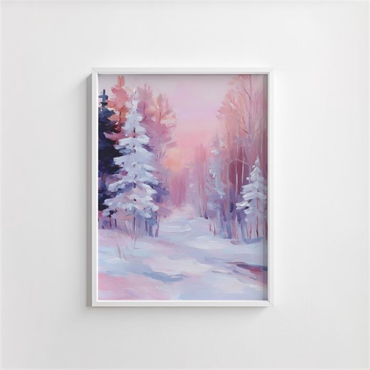 Serene Winter Forest Path Art - Cozy Pastel Landscape, Snowy Painterly Scene With Soft Watercolor Brushstrokes, Digital Download 199 - Etsy