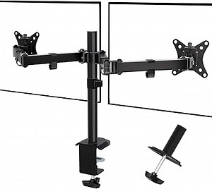 PUTORSEN Monitor Halterung 2 Monitore für 17-35-Zoll-Bildschirme, Neig- Schwenkbar und Dreht Monitorhalterung, 9 kg pro Arm, VESA 75/100mm