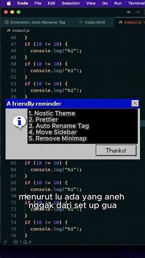 VS Code Setup Ultimate untuk JavaScript Dev! 🚀 (Theme + Extensi Wajib) #vscode #javascript