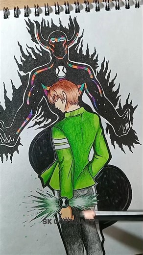Draw ben 10 x alien || #ytshorts #ben10 #animedrawing #animeart