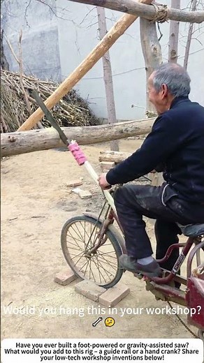 DIY Saw Rig – Elderly Man Cuts Logs with a Homemade Frame 👴