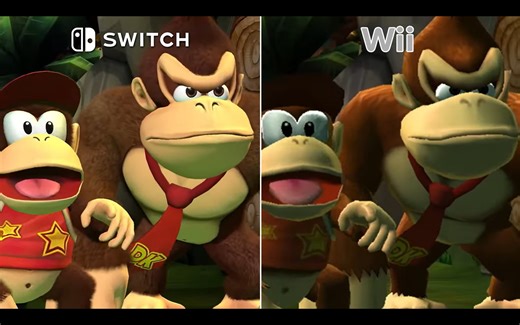 Donkey Kong Country Returns HD Switch vs. Wii graphics comparison