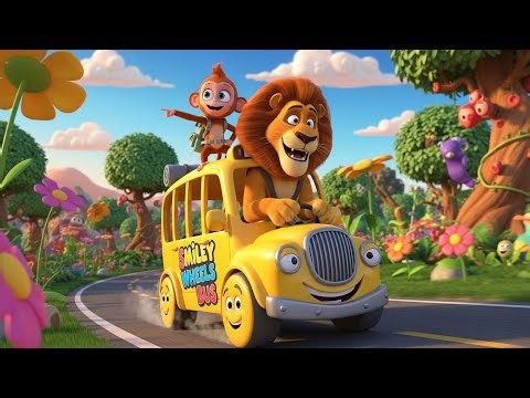 Monkey & Lion Smiley Wheel Bus Adventure 🚌😊 | Fun Kids Cartoon Animation