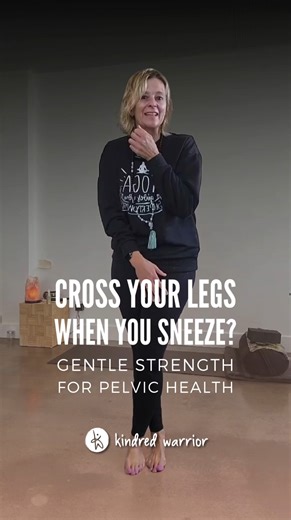 Kindred Warrior Yoga on Instagram: "Do you ever cross your legs and hope for the best when you sneeze, cough or laugh? We hear this so often from women in our 28-Day Move With Ease program — and here’s the important reframe: Pelvic floor changes in midlife are not just about weakness. As oestrogen levels drop, collagen and elasticity in the pelvic tissues also decline. That affects support, coordination and muscle tone hich is why gentle, intelligent movement matters more than just squeezing har