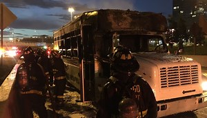 Party bus catches fire on Kennedy Expressway