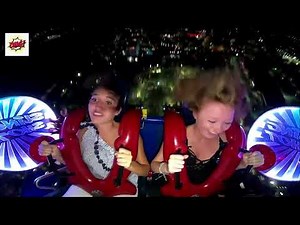 Beautiful Girls Slingshotride puppy jump out